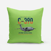 Thumbnail for C-390 Millennium design on light green pillow