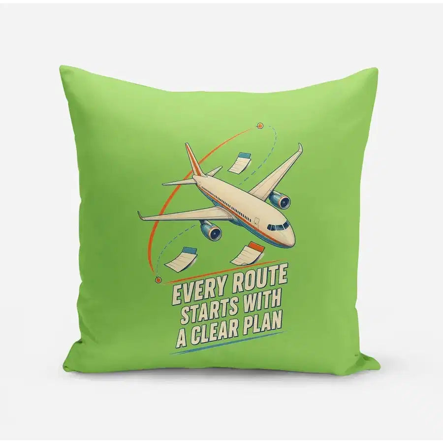 Every Route Starts With A Clear Plan design on light green pillow