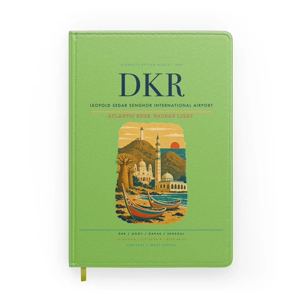 Leopold Sedar Senghor International Airport (DKR) design on light green notebook