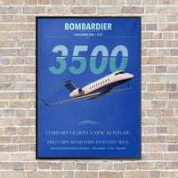 Thumbnail for Bombardier Challenger 3500 vertical canvas print - framed - blue background