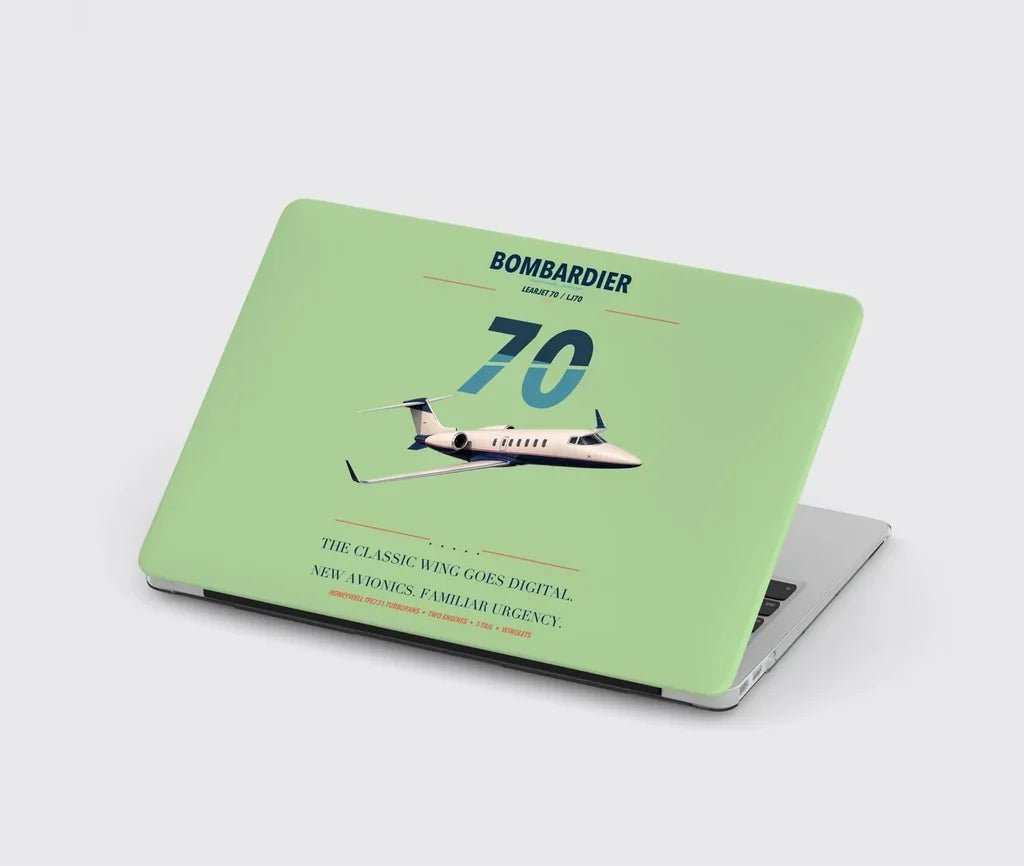 Bombardier Learjet 70 design on light green MacBook case