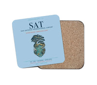 Thumbnail for San Antonio International Airport (SAT) design on light blue 1 piece coaster