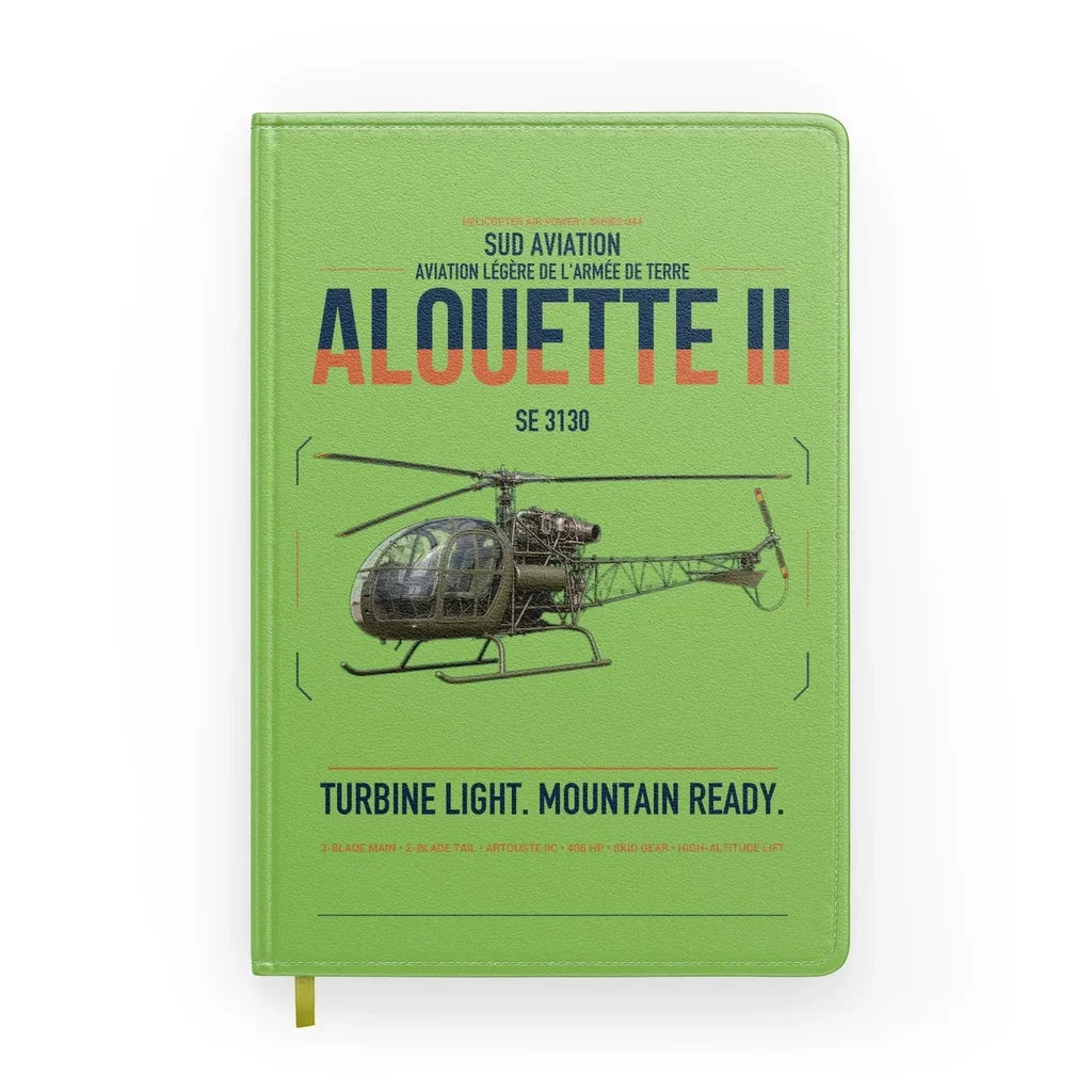 Sud Aviation SE 3130 Alouette II design on light green notebook