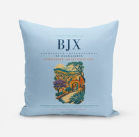Thumbnail for Aeropuerto Internacional de Guanajuato (BJX) design on light blue pillow