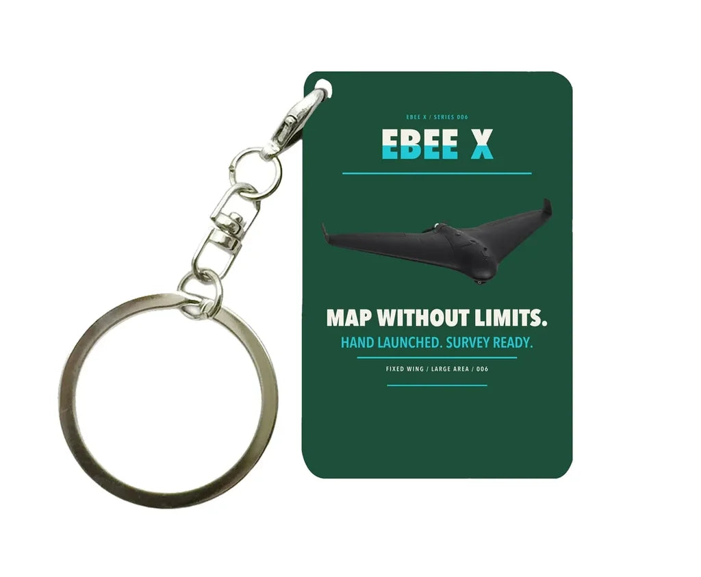 AgEagle eBee X Key Chain design on dark green key chain