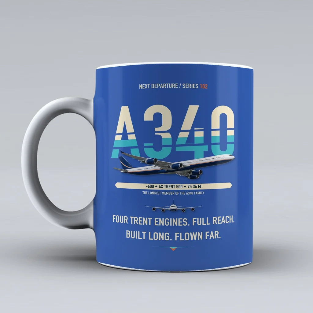 A340-600 Mug design on blue airbus
