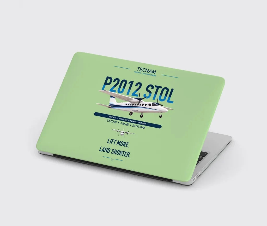 Tecnam P2012 STOL design on light green MacBook case