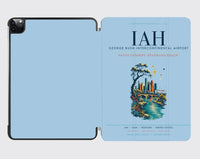 Thumbnail for Houston George Bush Intercontinental Airport (IAH) design on light blue ipad tablet case