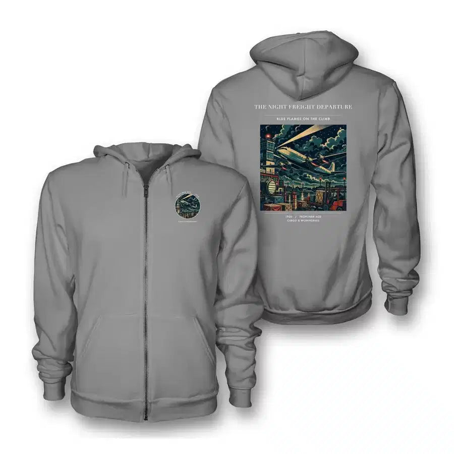 VINTAGE G4248 - The Night Freight Departure - Premium Zipped Hoodie design on gray