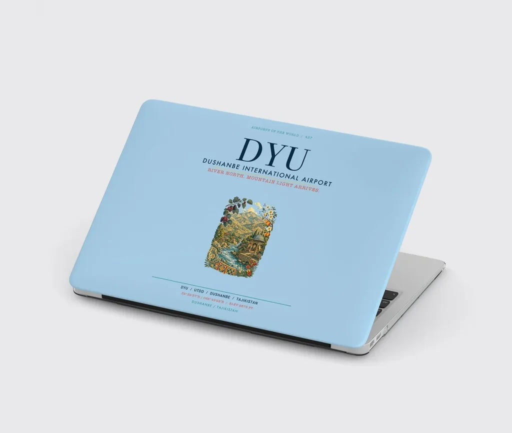 Dushanbe International Airport (DYU) design on light blue MacBook case
