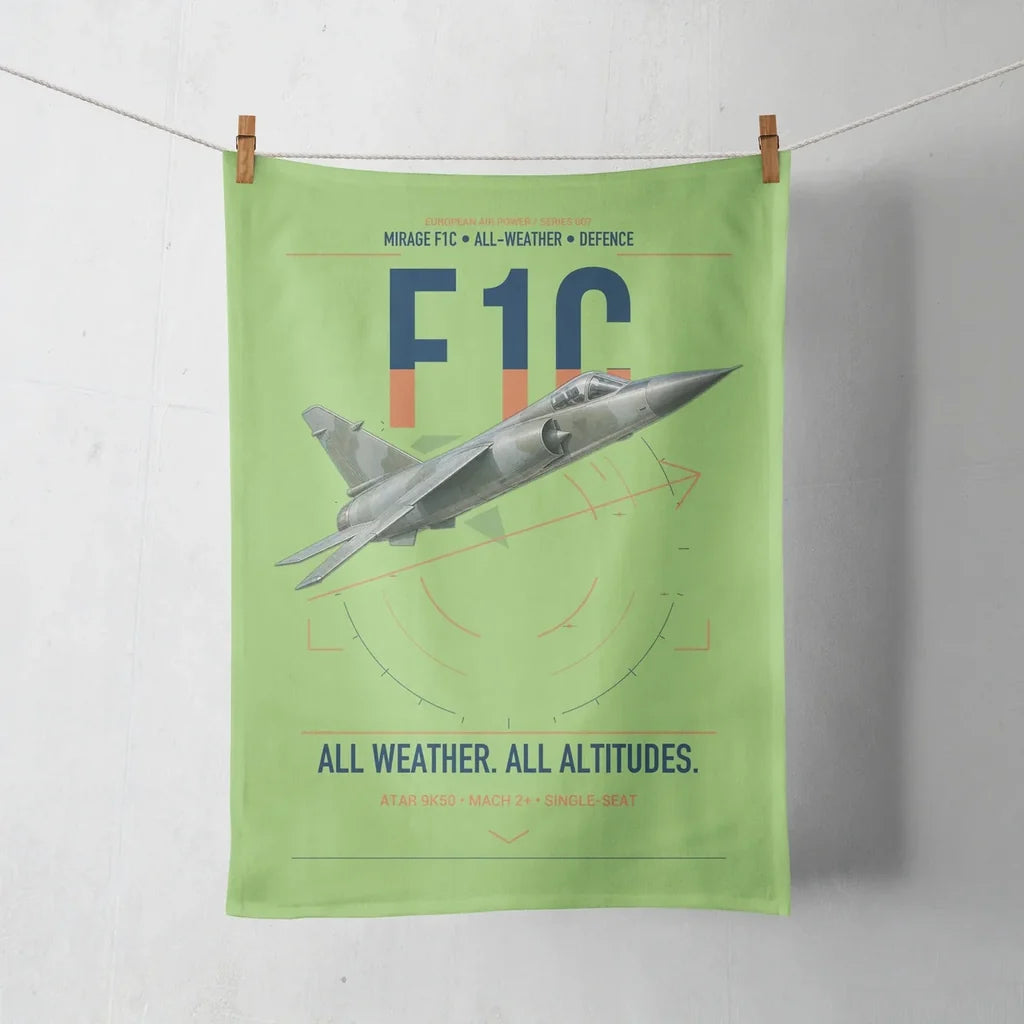Dassault Mirage F1C design on light green towel