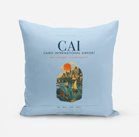 Thumbnail for Cairo International Airport (CAI) design on light blue pillow