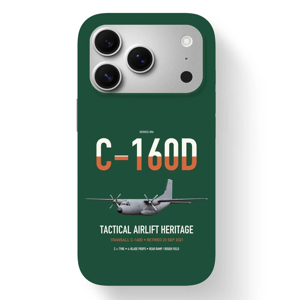 Transall C-160D design on dark green magsafe iphone case, for iPhone 17 Pro