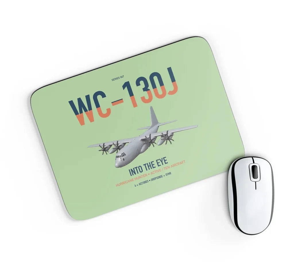 WC-130J Hurricane Hunter design on light green rectangle mouse pad