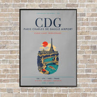 Thumbnail for Paris Charles de Gaulle Airport CDG vertical canvas print - framed - light gray background