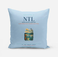 Thumbnail for Newcastle Airport (NTL) design on light blue pillow