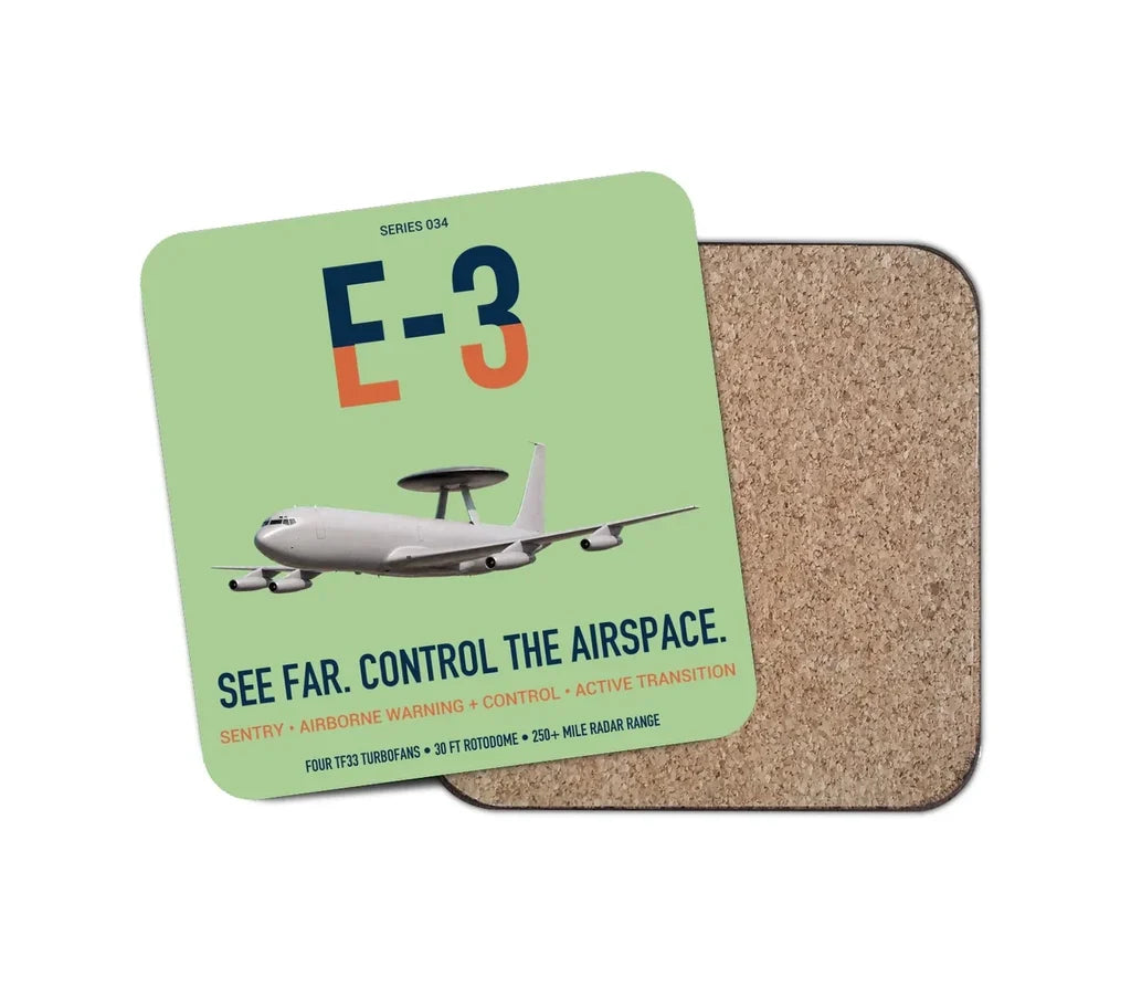 E-3 Sentry AWACS design on light green 1 piece coaster