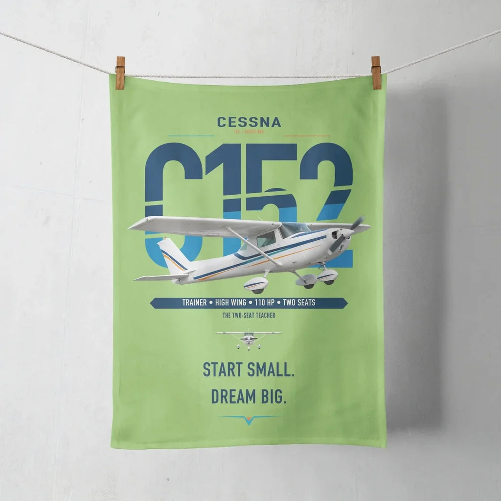 Cessna 152 design on light green towel