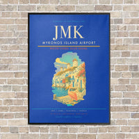 Thumbnail for Mykonos Island Airport JMK vertical canvas print - framed - blue background