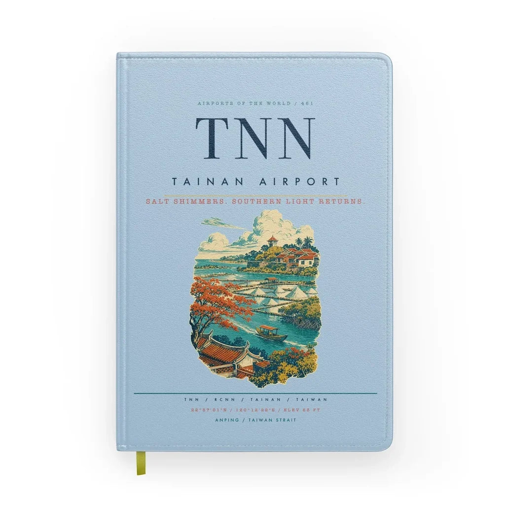 Tainan Airport (TNN) design on light blue notebook