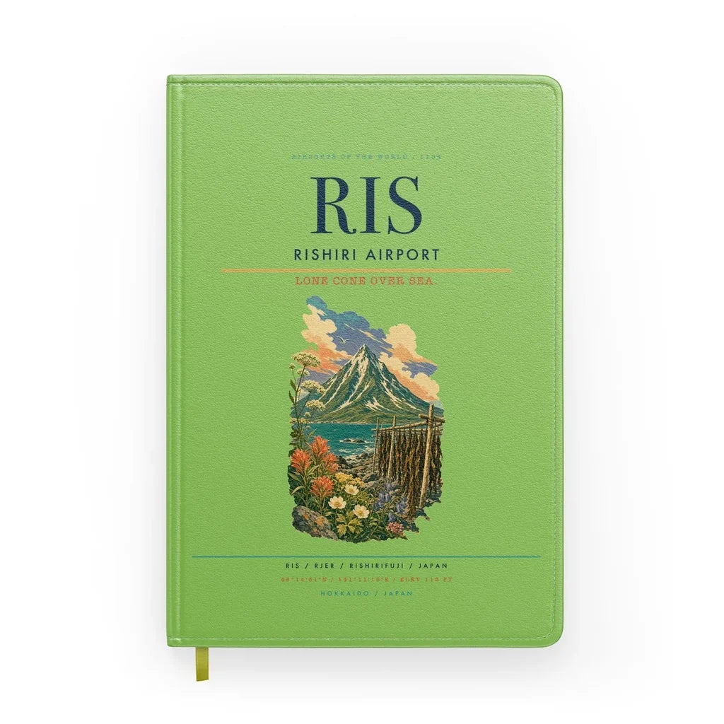 Rishiri Airport (RIS) design on light green notebook
