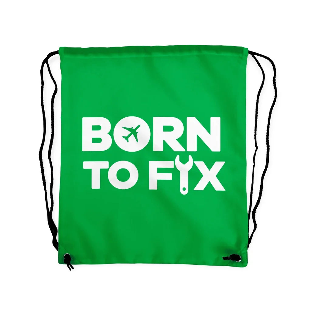 Born To Fix Airplanes Drawstring Bag - view 4