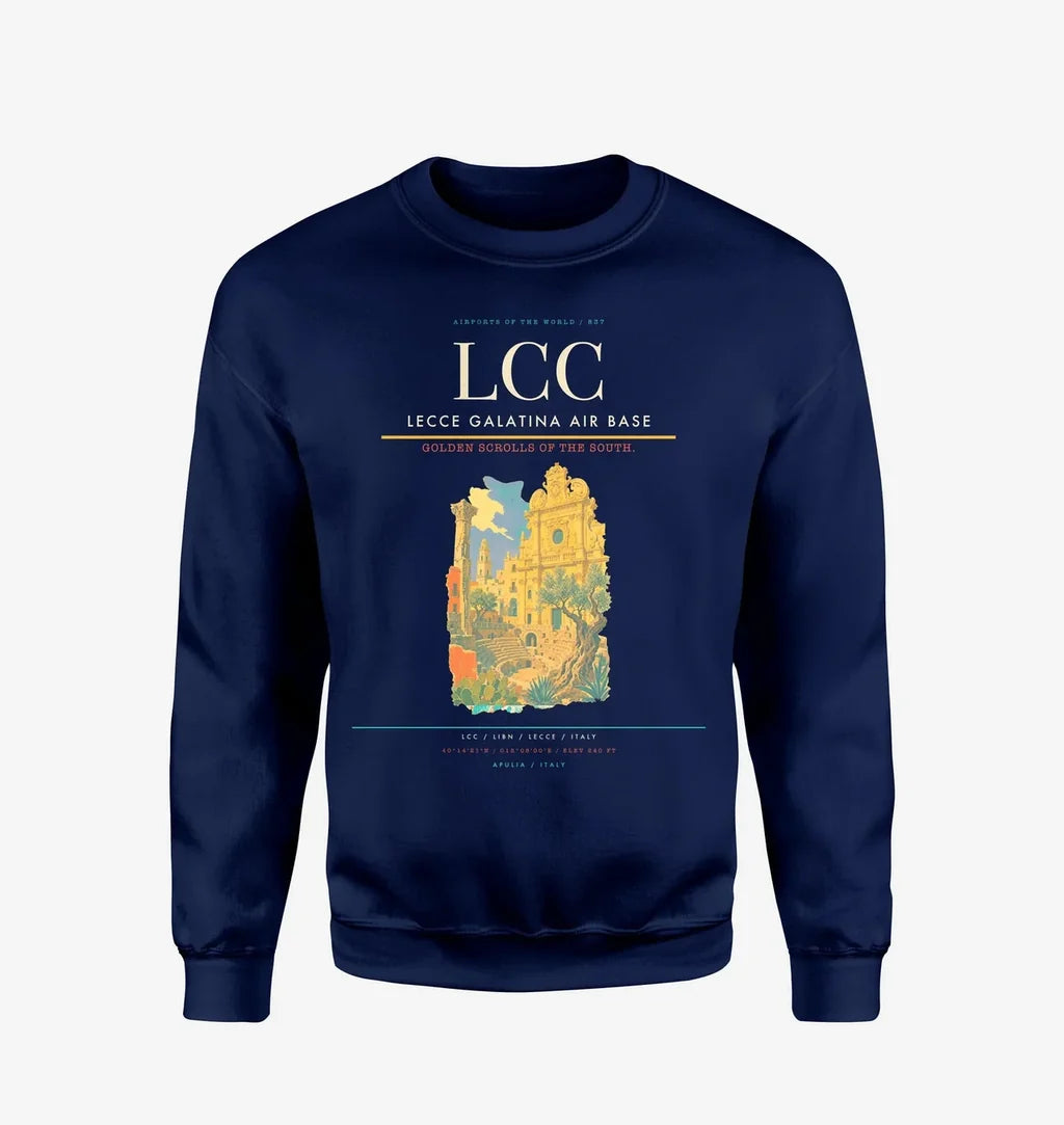 Lecce Galatina Air Base (LCC) design on navy blue sweatshirt