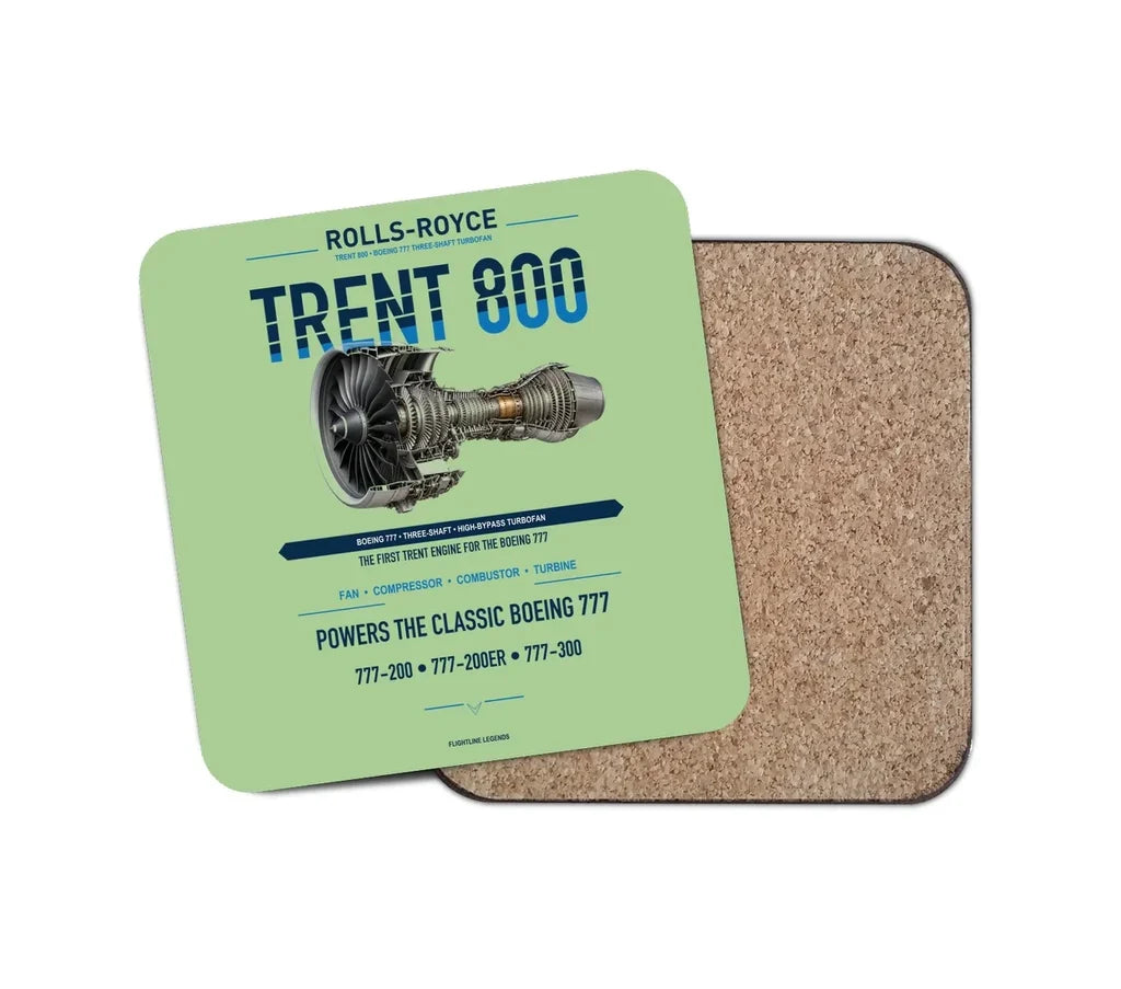 TRENT 800 design on light green 1 piece coaster
