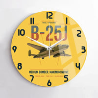 Thumbnail for B-25J Mitchell design on yellow no frame wall clock