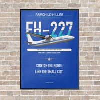 Thumbnail for Fairchild Hiller FH-227B vertical canvas print - framed - blue background