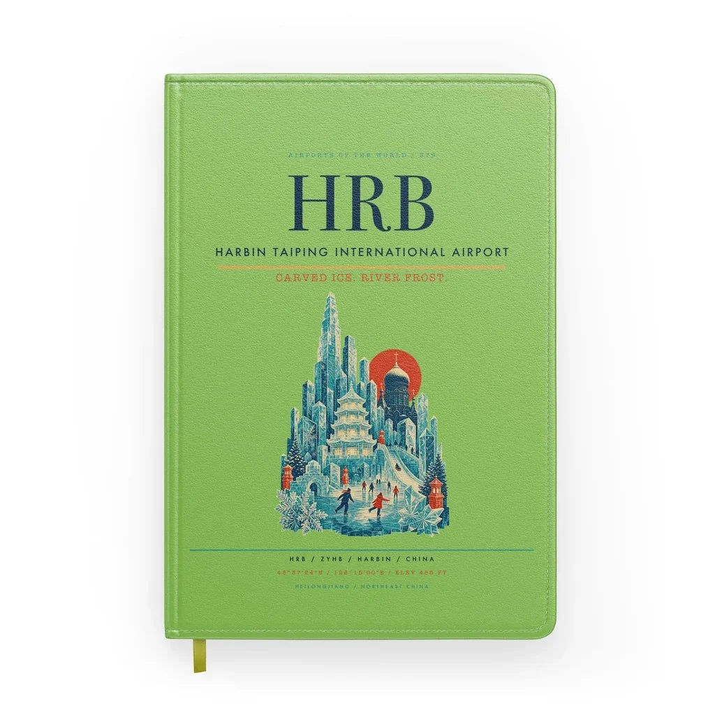 Harbin Taiping International Airport (HRB) design on light green notebook