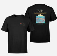 Thumbnail for Sitka Rocky Gutierrez Airport (SIT) design printed on black double-side t-shirt