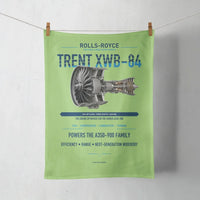 Thumbnail for TRENT XWB-84 design on light green towel