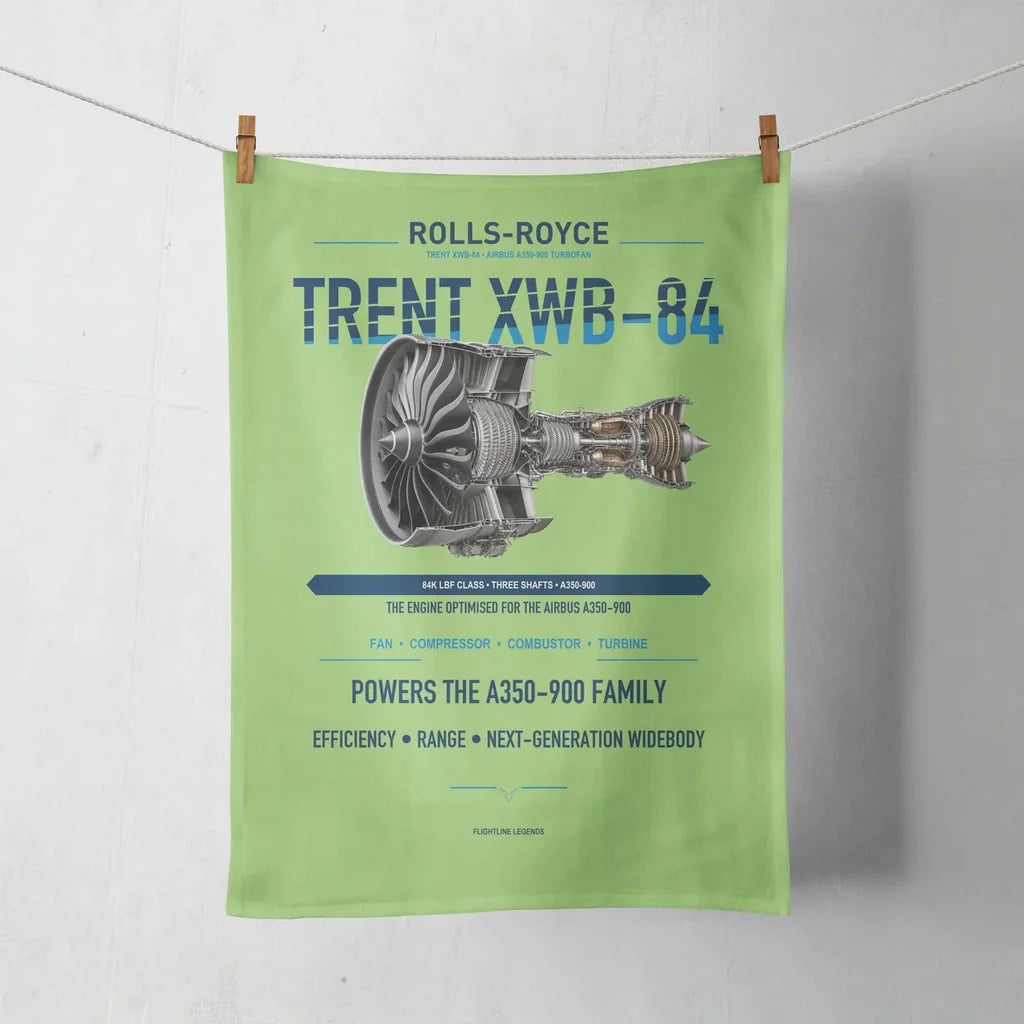 TRENT XWB-84 design on light green towel