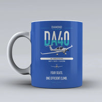Thumbnail for Diamond DA40 design on blue ceramic mug, double-side print