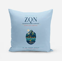 Thumbnail for Queenstown Airport (ZQN) design on light blue pillow