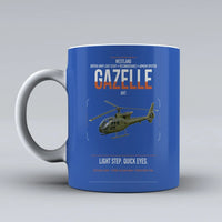 Thumbnail for Westland Gazelle AH1 design on blue ceramic mug, double-side print