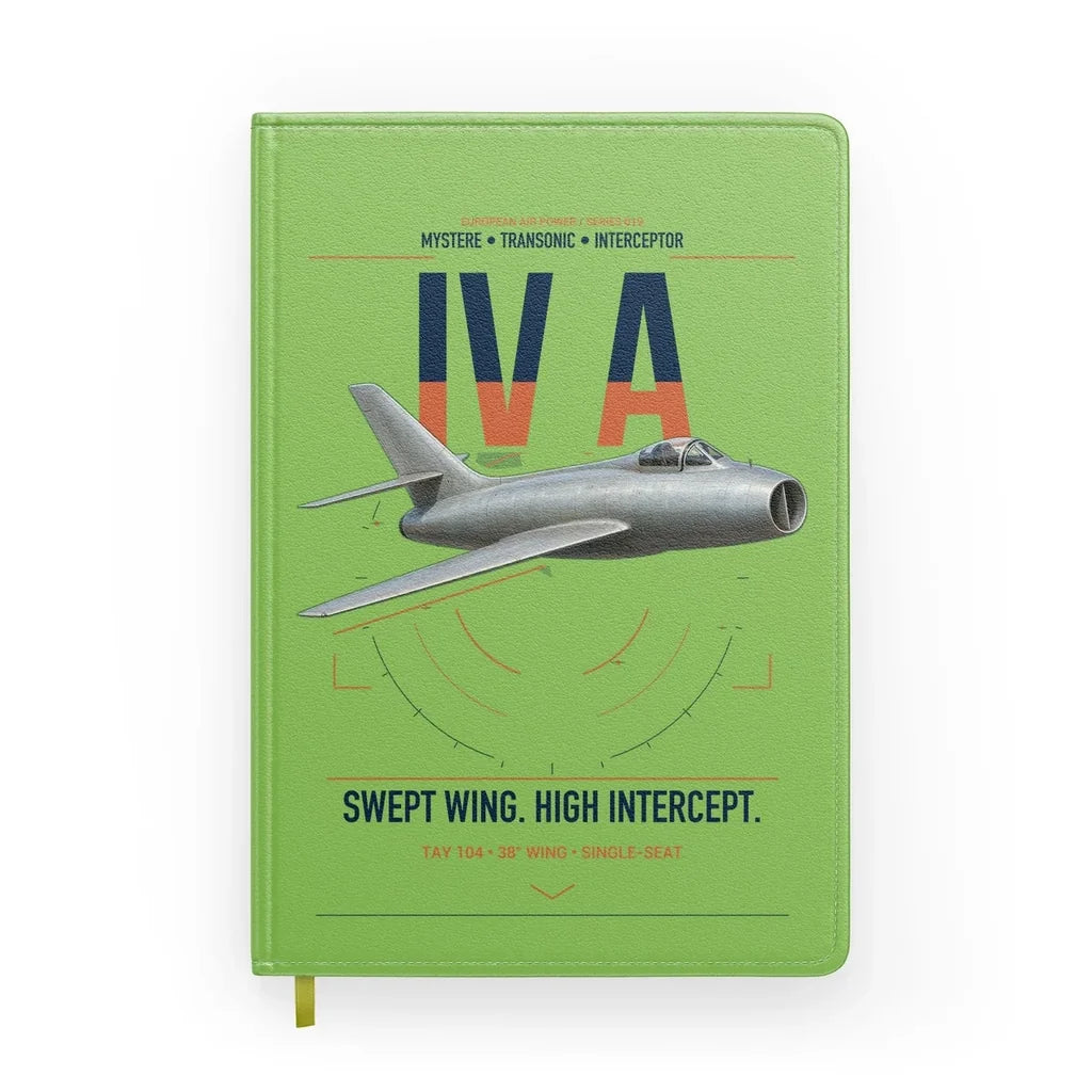 Dassault Mystère IV A design on light green notebook