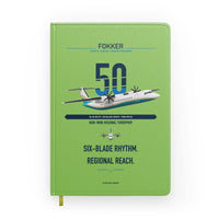 Thumbnail for Fokker 50 design on light green notebook