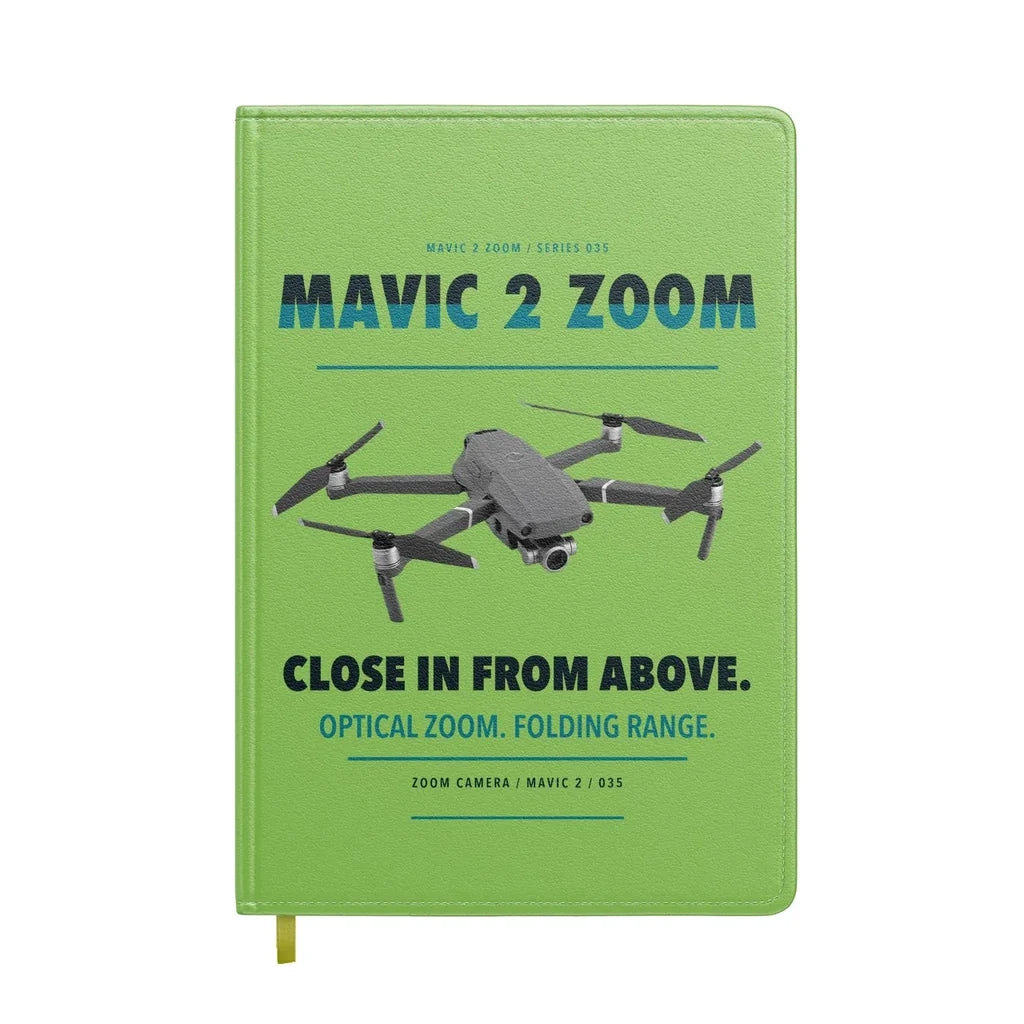 DJI Mavic 2 Zoom design on light green notebook
