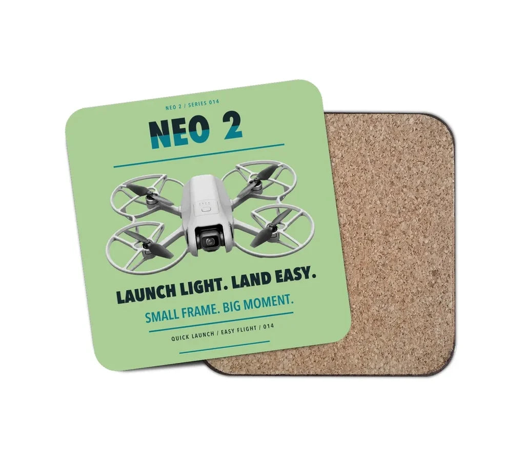 DJI Neo 2 design on light green 1 piece coaster