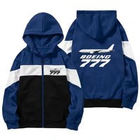 Thumbnail for The Boeing 777 Zipped Hoodie - Colourful - Dark Blue