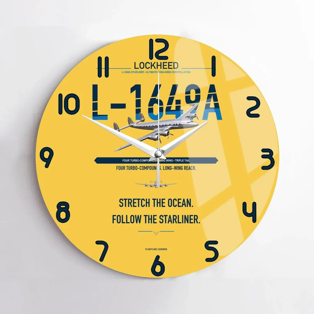Lockheed L-1649A Starliner design on yellow no frame wall clock