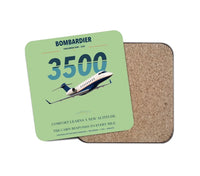 Thumbnail for Bombardier Challenger 3500 design on light green 1 piece coaster