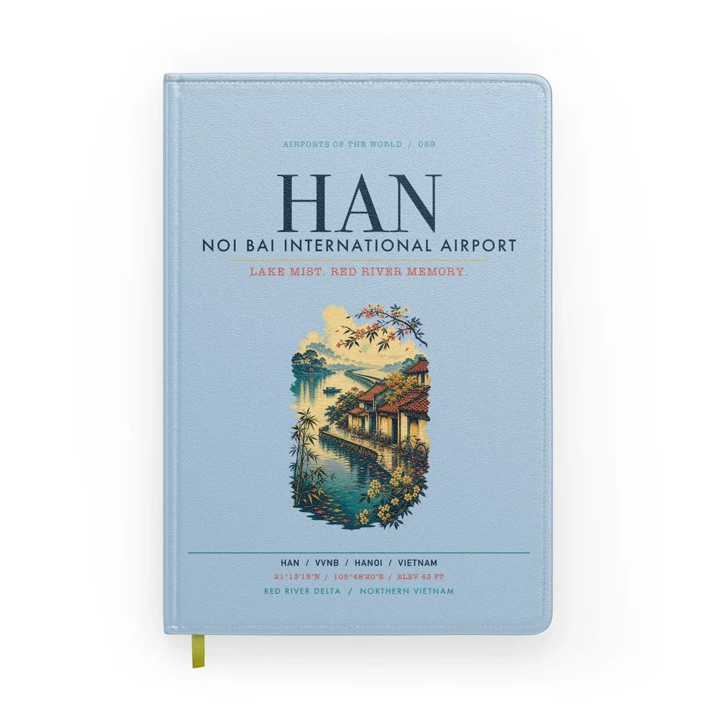 Noi Bai International Airport Hanoi (HAN) design on light blue notebook