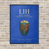 Thumbnail for Līhuʻe Airport LIH vertical canvas print - framed - blue background