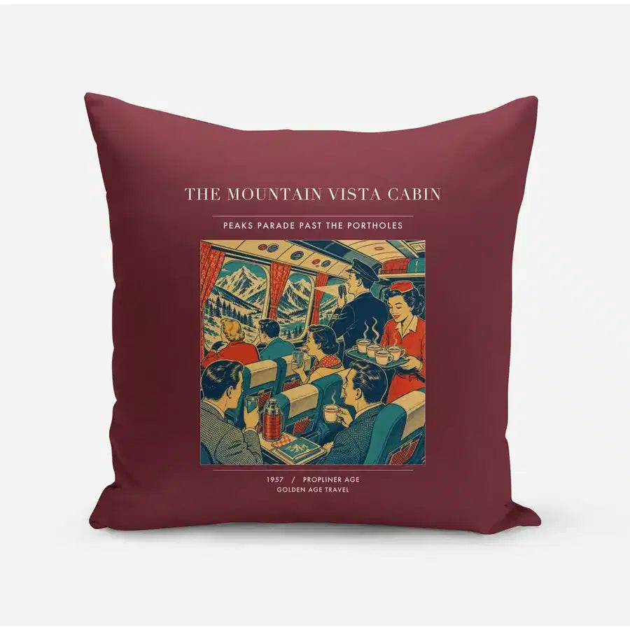 VINTAGE G4224 - The Mountain Vista Cabin - Designed Pillows design on darkred