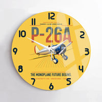 Thumbnail for Boeing P-26A Peashooter design on yellow no frame wall clock