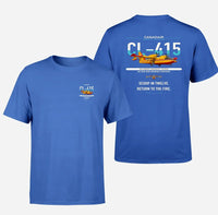 Thumbnail for Canadair CL-415 design on blue t-shirt, double-side print