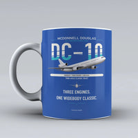 Thumbnail for McDonnell Douglas DC-10 design on blue ceramic mug, double-side print